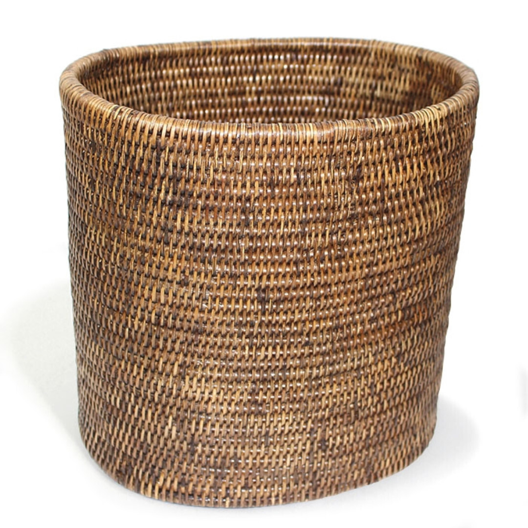 Oval Rattan Waste Basket 11x8x11