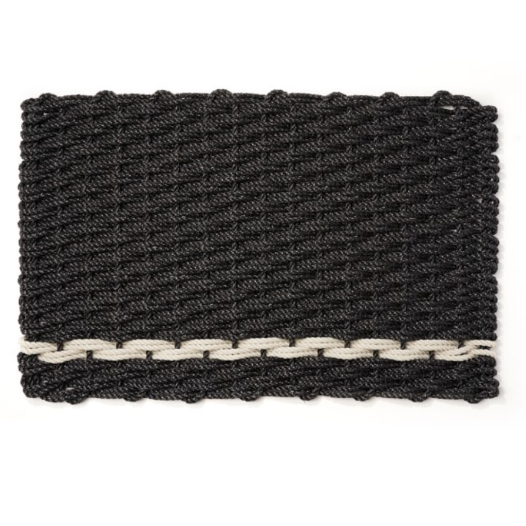Rope Doormat- Charcoal w. Oyster Stripe, LG