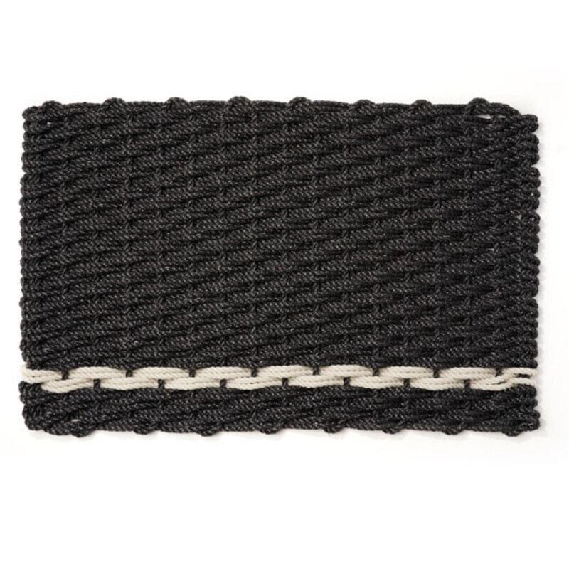 Rope Doormat- Charcoal w. Oyster Stripe, LG