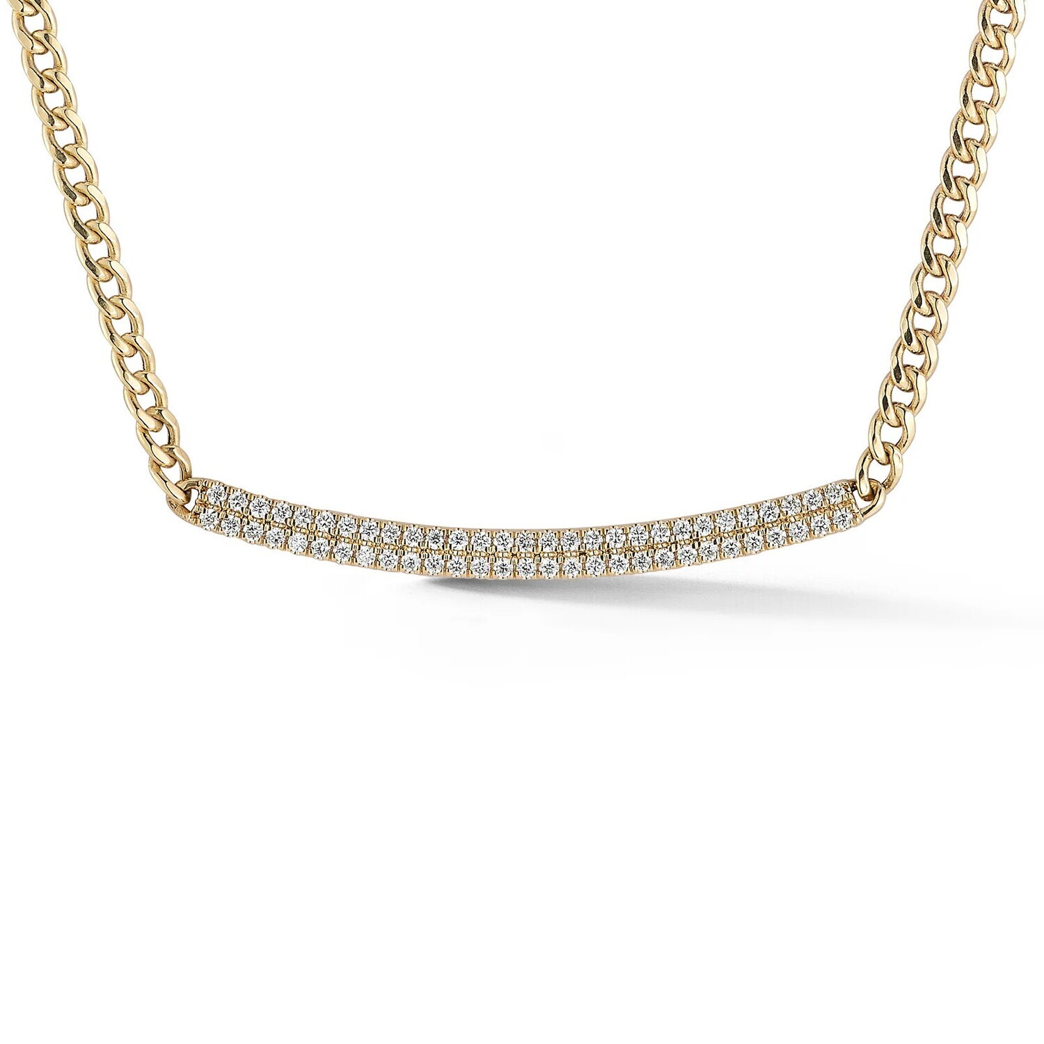 Necklace- Sylvie Rose Cuban Chain Long Bar YG