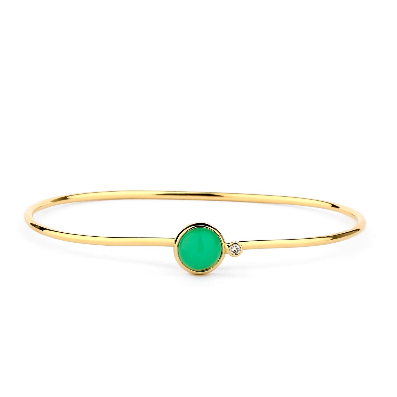 18k Candy Bracelet w. 2ct Chrysoprase &amp; Dia