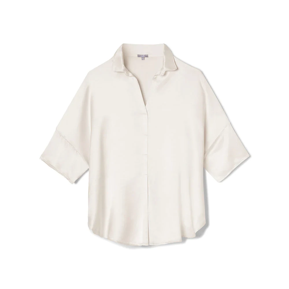 Fran Tie Shirt, Color: Eggnog, Size: XS