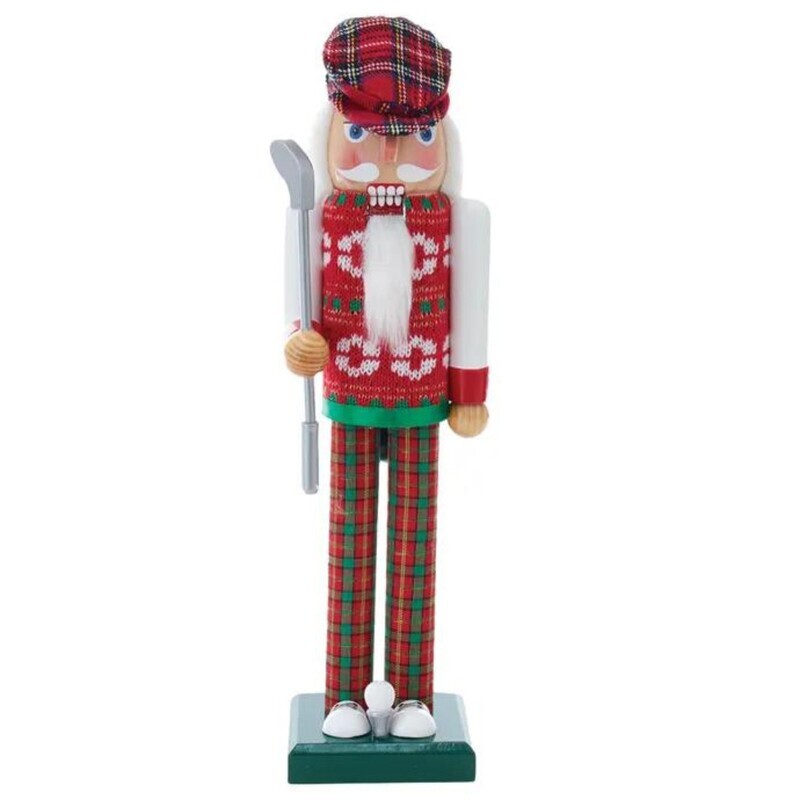 15&quot; Red and Green Golfer Nutcracker