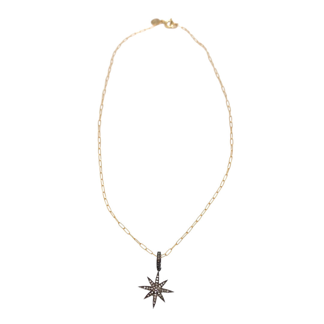 Necklace- Diamond Star on Paperclip Chain