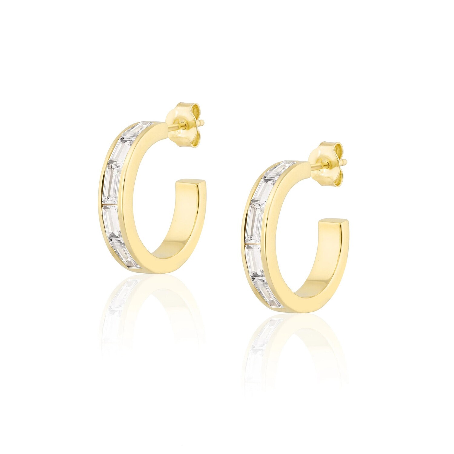 Earrings- Hoops with White Zircon Baguettes