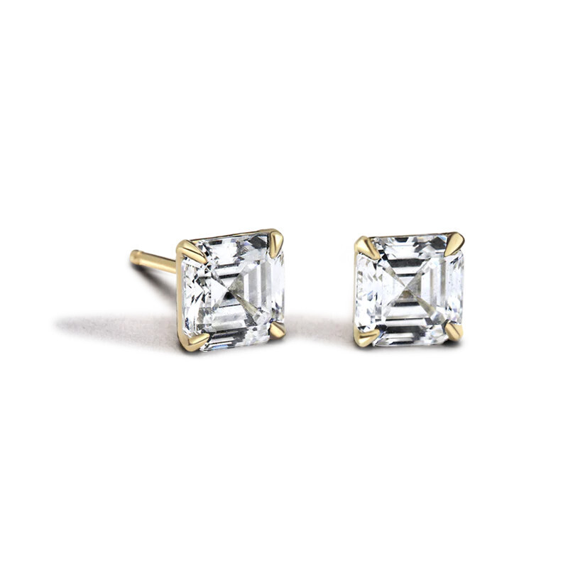 Asscher Shape Diamond Studs- LAB 2.05ct