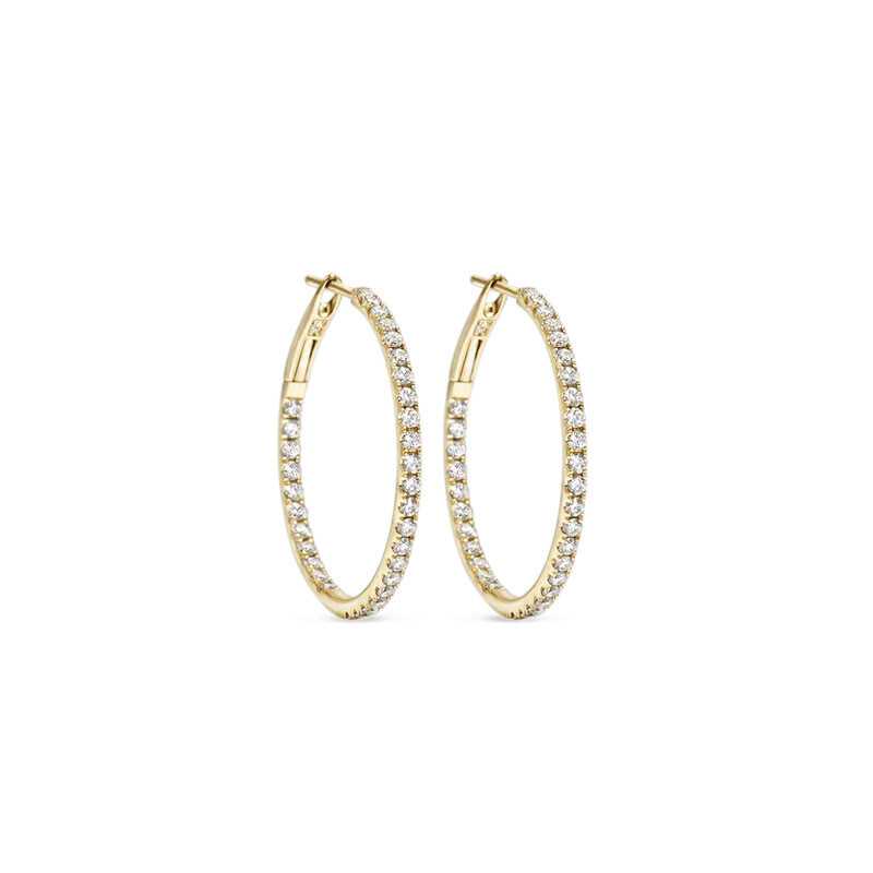 Endless Medium Hoops 1&quot;, .87ct, YG