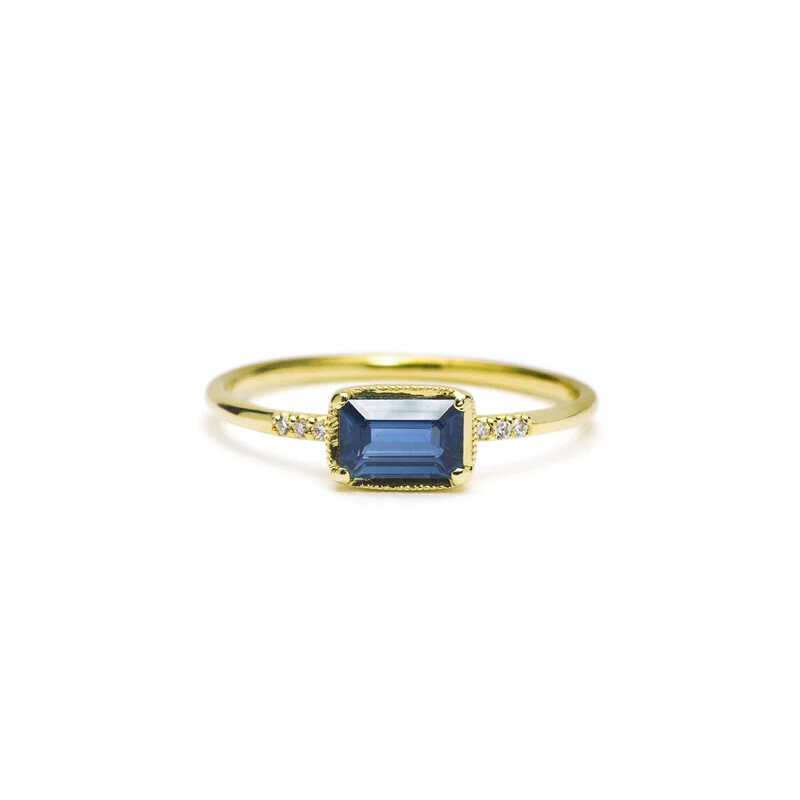 Karina Ring Blue Sapphire / Diamond 14k, .83ct