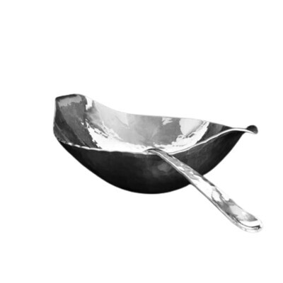 Silver Condiment Bowl and Spoon
