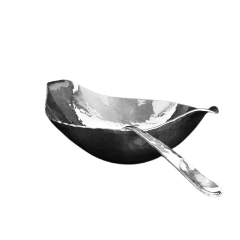 Silver Condiment Bowl and Spoon