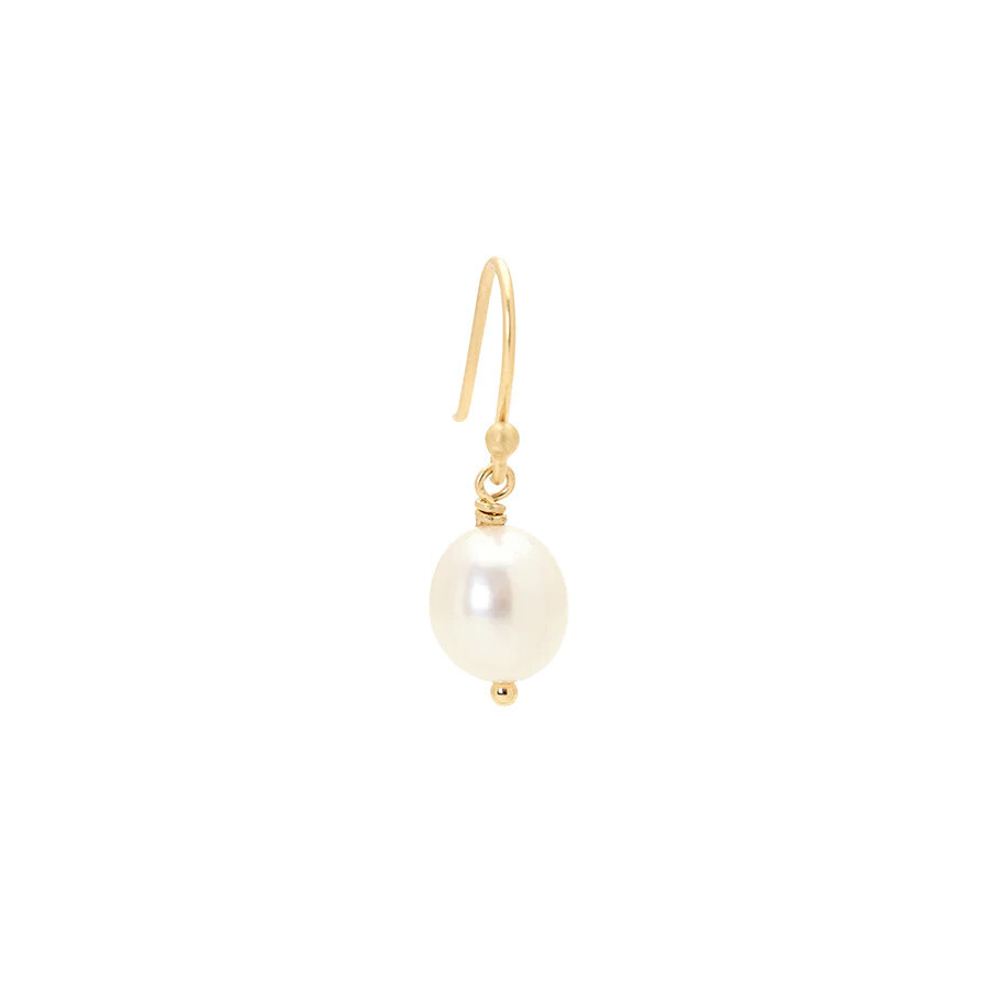 Earrings- Oval white knotted pearl earrings on gold