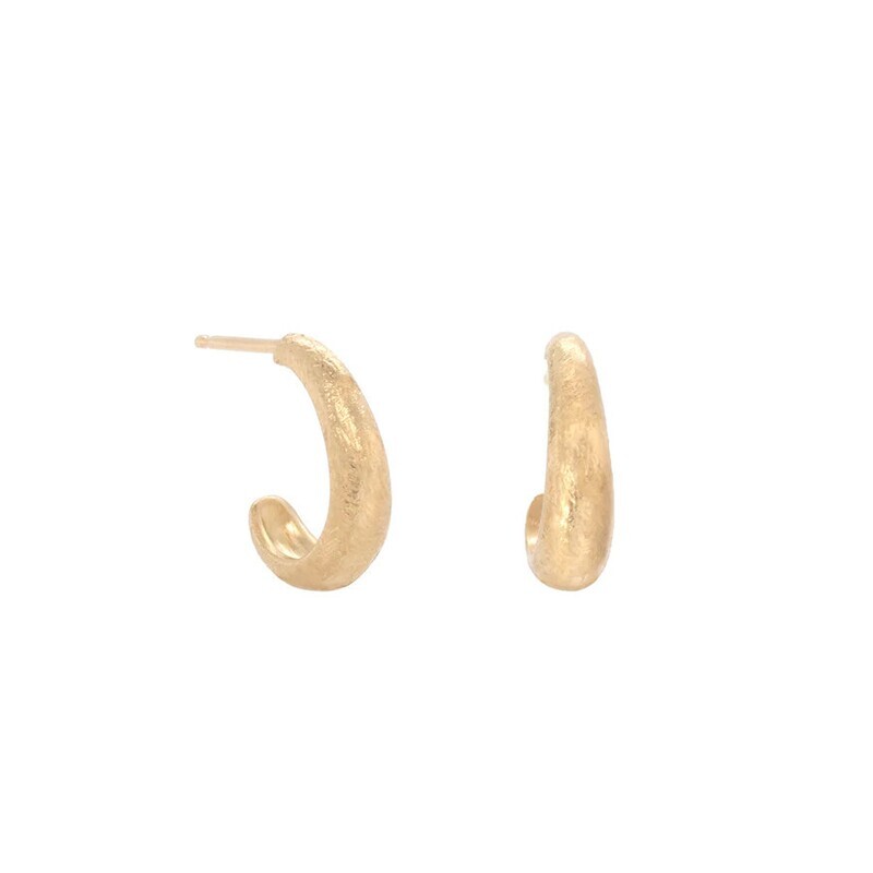 Earrings- Soft Teardrop Boulder Hoops 18k
