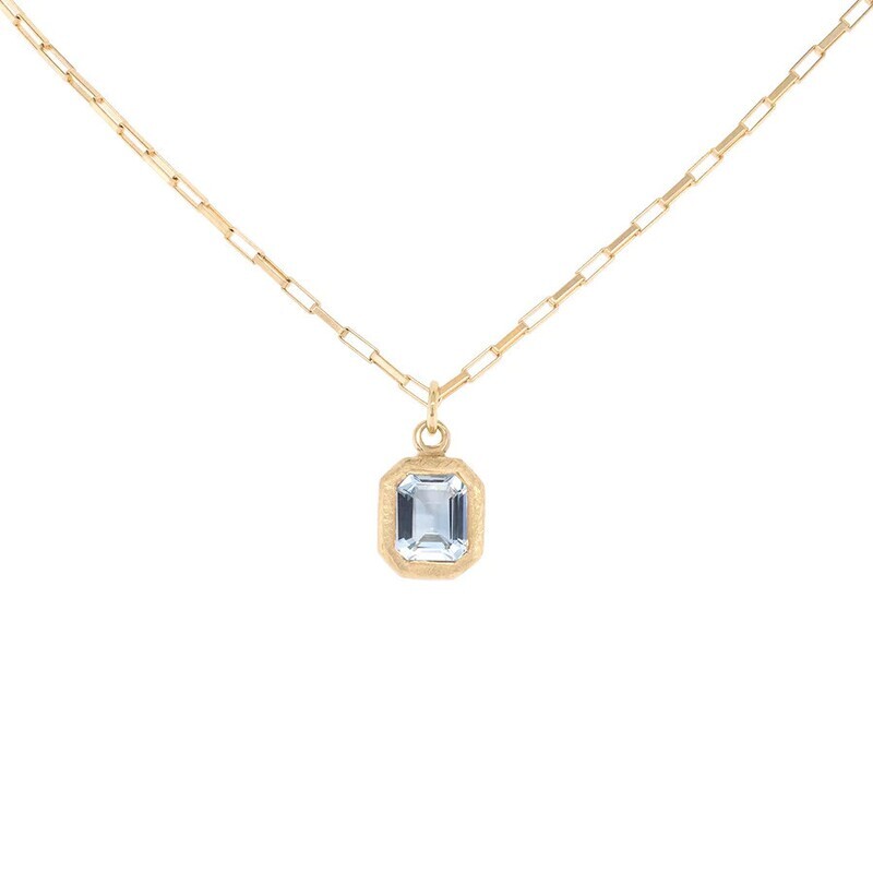 Necklace- Boulder Aquamarine Em Cut