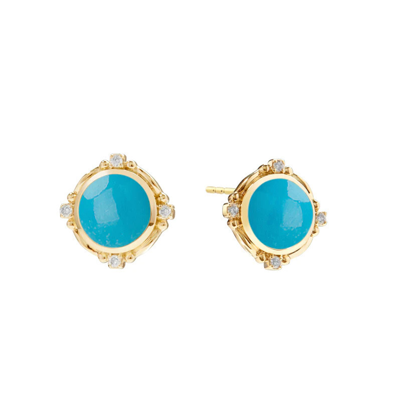18k Sleeping Beauty Turq Mogul Earrings