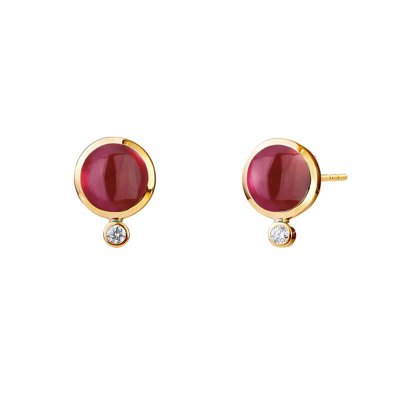 18k Rhodolite Garnet Candy Studs
