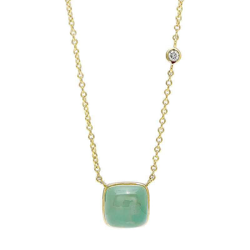 18k Candy Necklace Green Chalcedony 5.5c