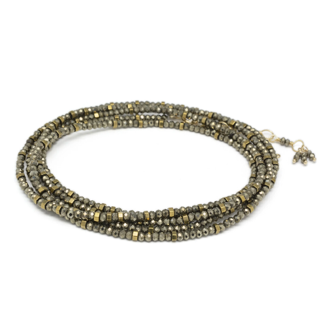 Bracelet- Confetti Wrap with Pyrite Beads, 34&quot;, Tier 1