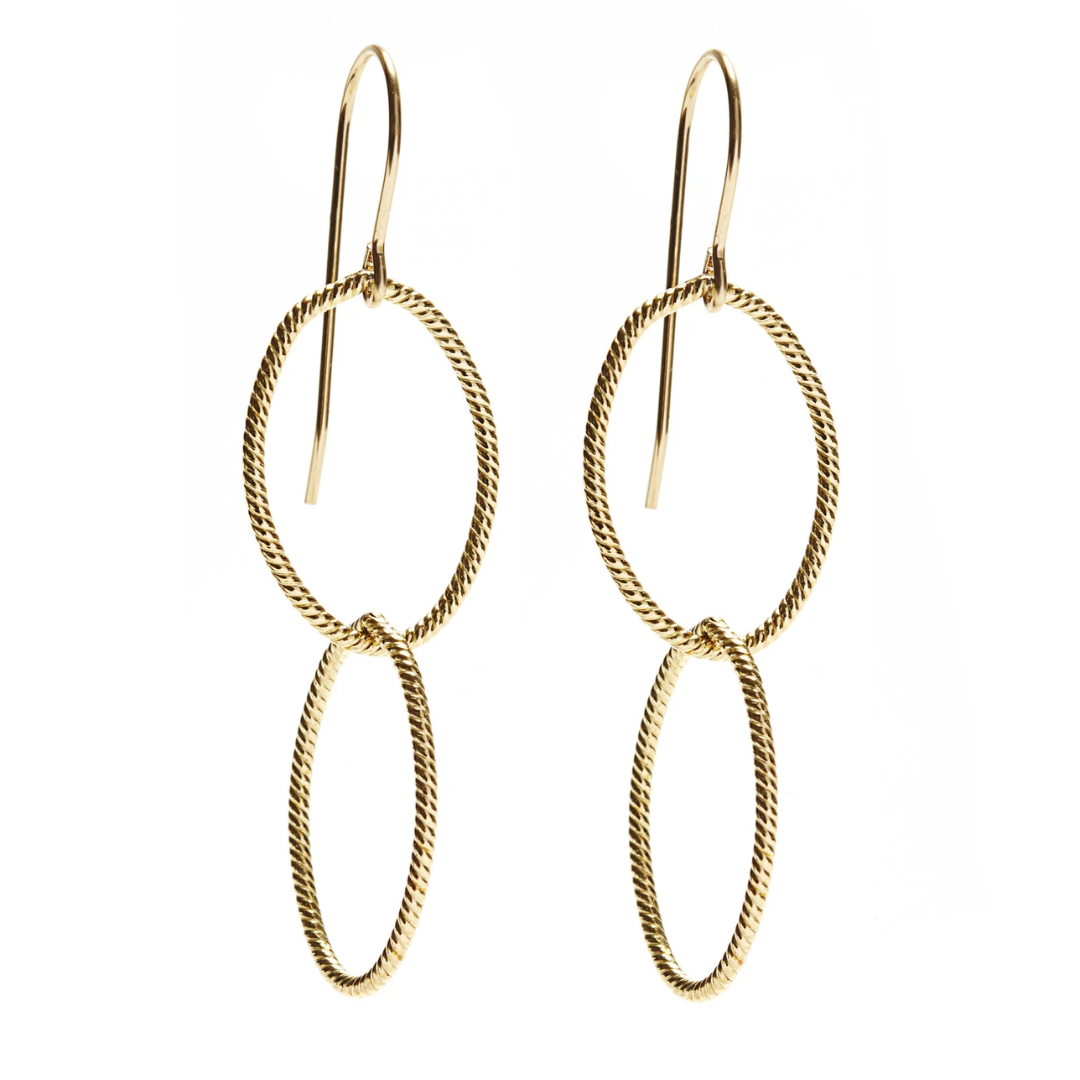 Earring- Double Link Twisted Gold