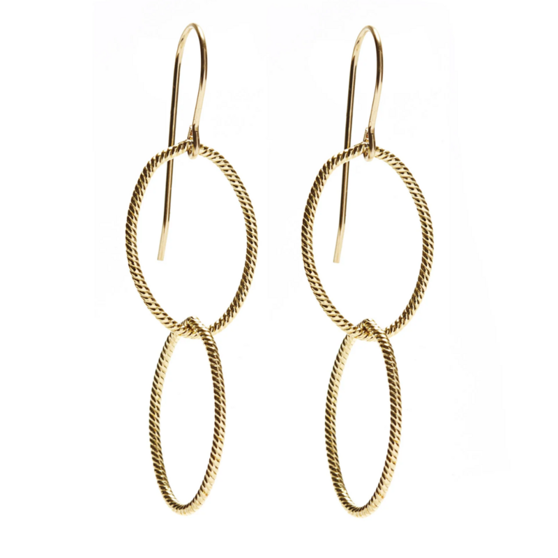 Earring- Double Link Twisted Gold