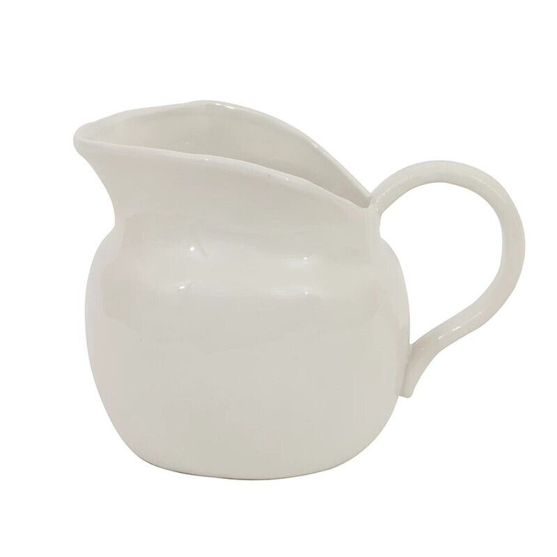 Stoneware Pitcher, White, Medium