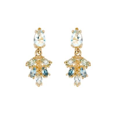 Marquise Burst Ear- Aqua 14k, aquamarine (0.6ct), blue sapphires (1.3ct)