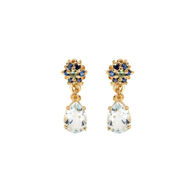 Flower Drop Blue 14k Blue and lt blue ssapphires (.6ct) Aquamarine (1.3ct)