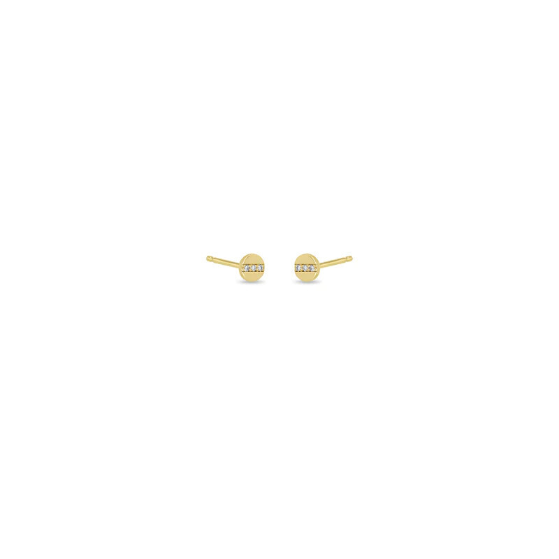 Earrings- Itty bitty disc w. line of diamonds