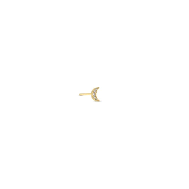 Earring- Single Stud 14K Moon Pave .02 ctw