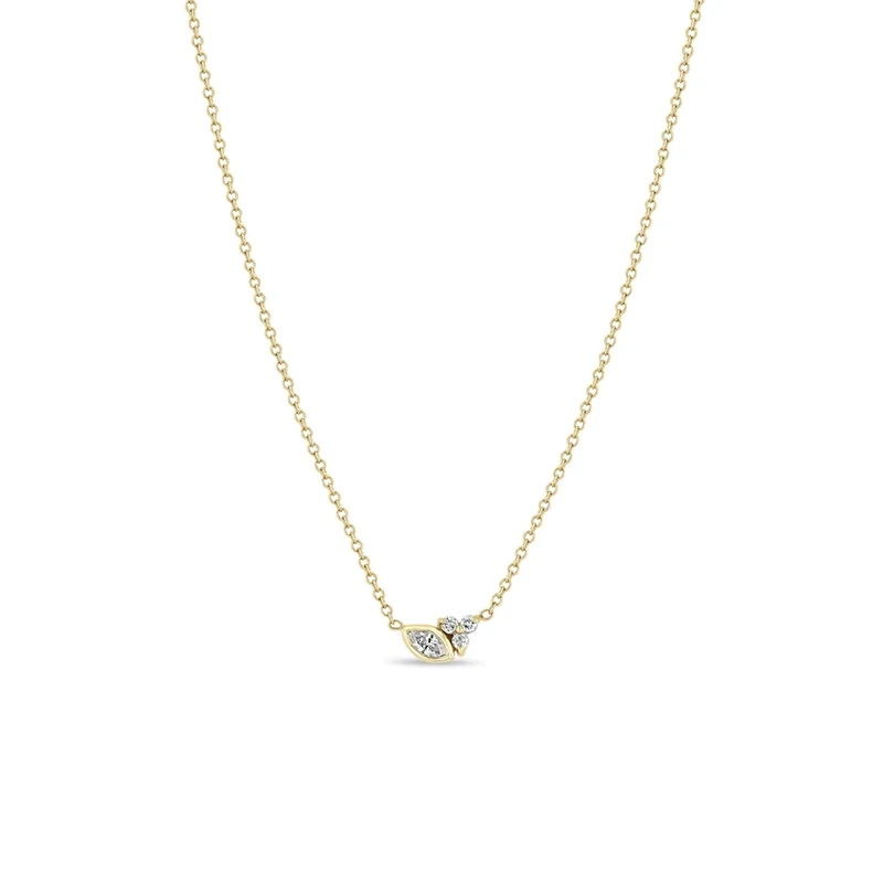 Necklace- 14k Bezel Set Marquise &amp; Prong Trio Diamond