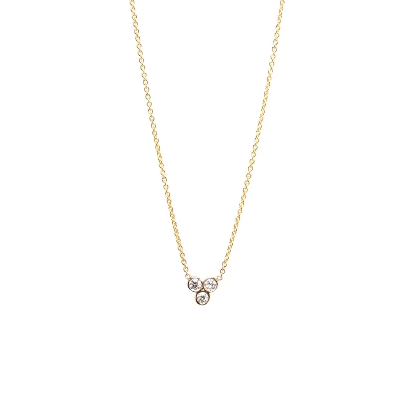 Necklace- 14k diamond trio bezel set 3pt white diamonds (.09 ctw)