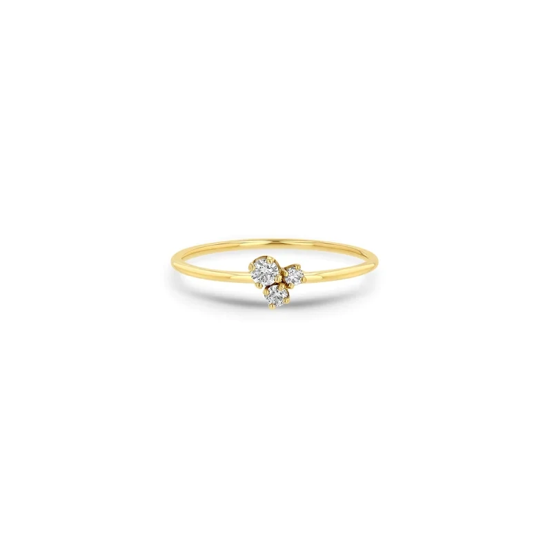 Ring- 14k Small 3 Mixed diamond prong set trio (.2cw)