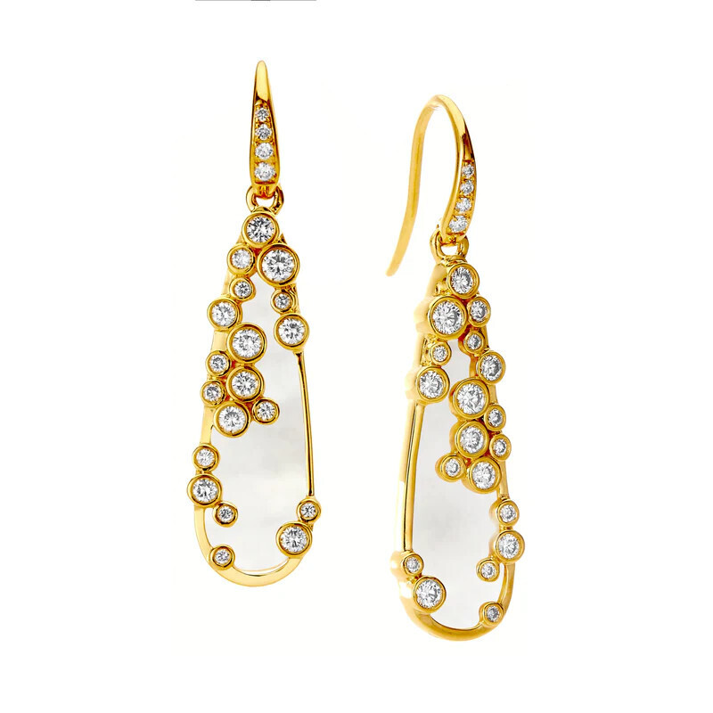 18k Cosmic Earrings MOP and Diamond