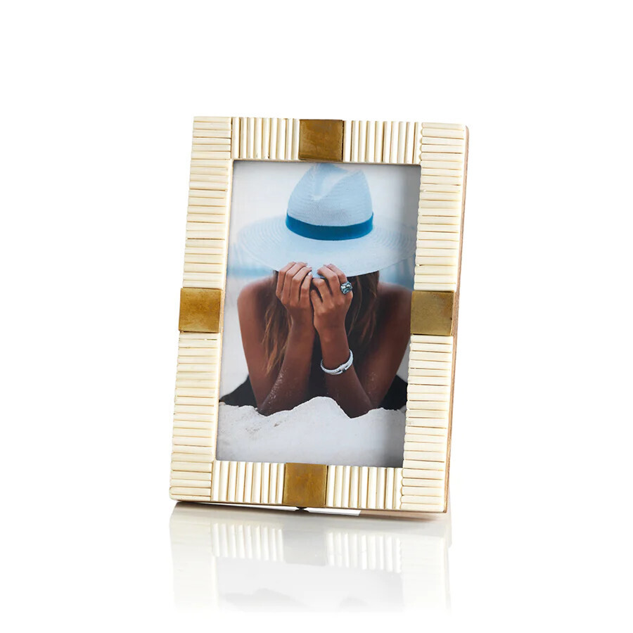 Maha Bone w/ Brass Trim Photo Frame-4x6