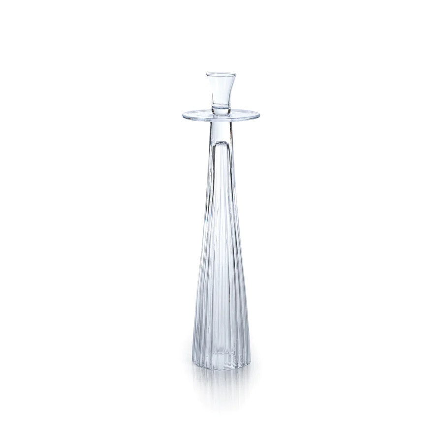Tall Ribbed Glass Taper 4.75x18