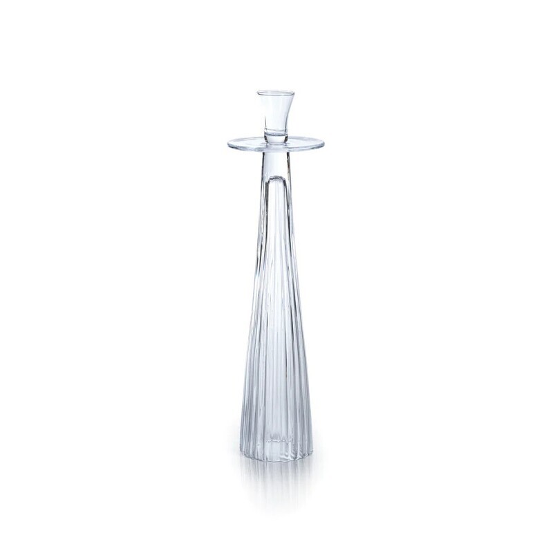 Tall Ribbed Glass Taper 4.75x18