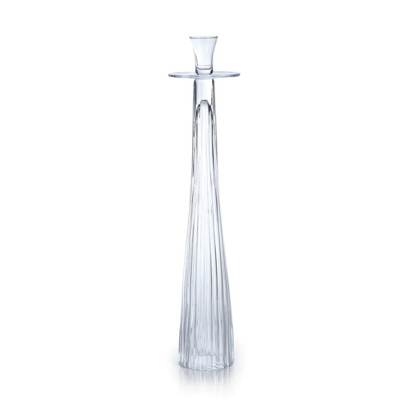 Tall Ribbed Glass Taper 4.75x21.75