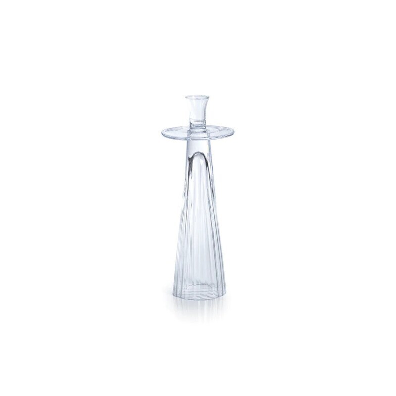 Tall Ribbed Glass Taper 4.75x13.75