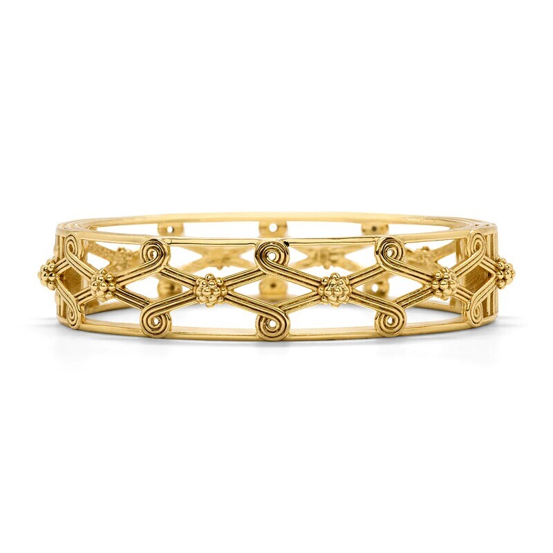 Monique Lattice Hinged Bangle Gold