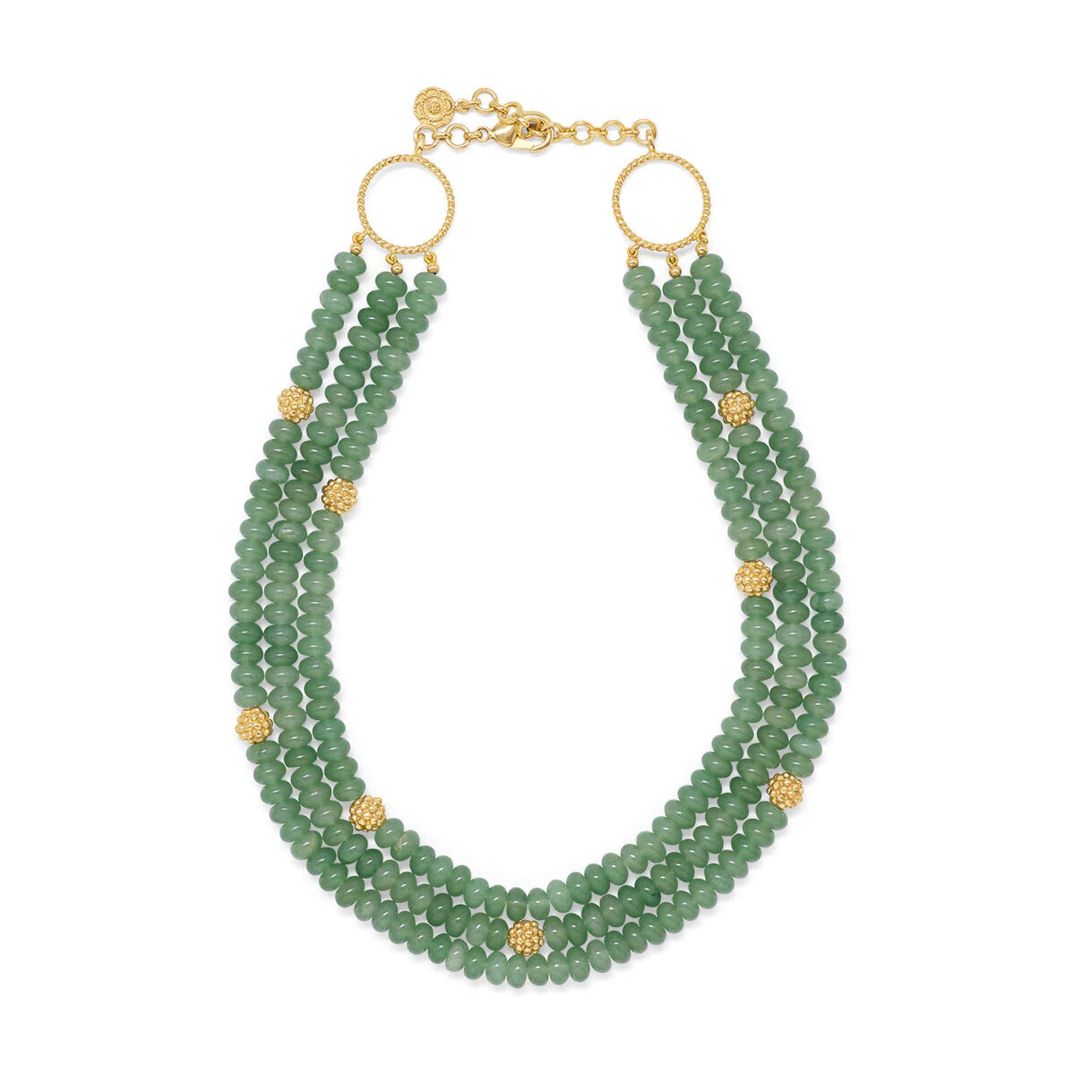 Berry Bead Triple Strand Necklace in Jade