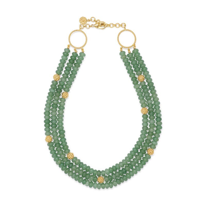 Berry Bead Triple Strand Necklace in Jade