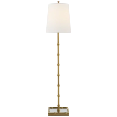 S 3177HAB-PL Grenol Buffet Lamp in Hand-Rubbed Antique Brass with Natural Percale Shade