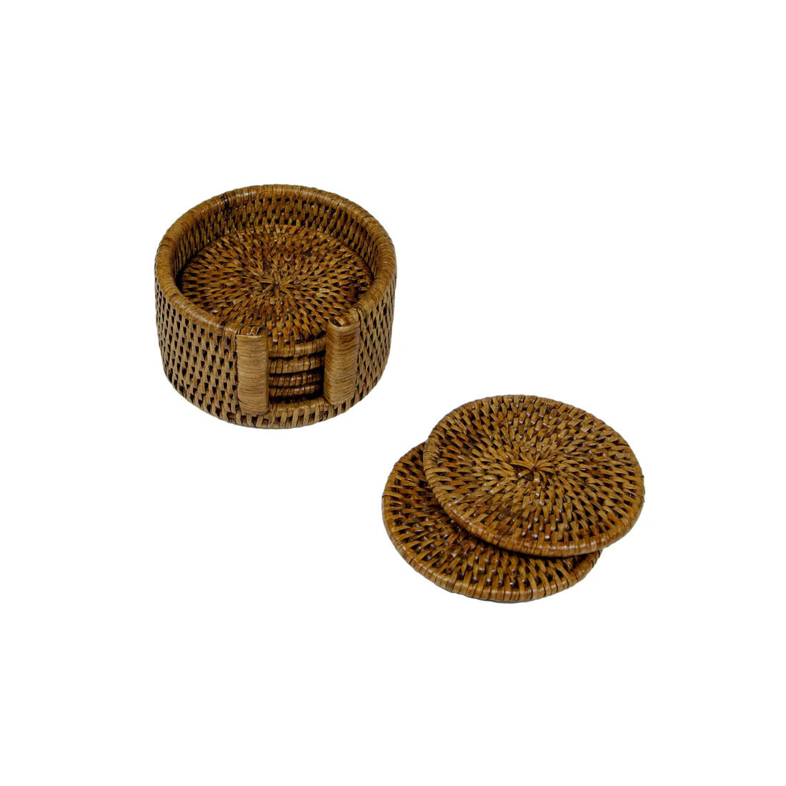 Rattan Round S/6 Coasters