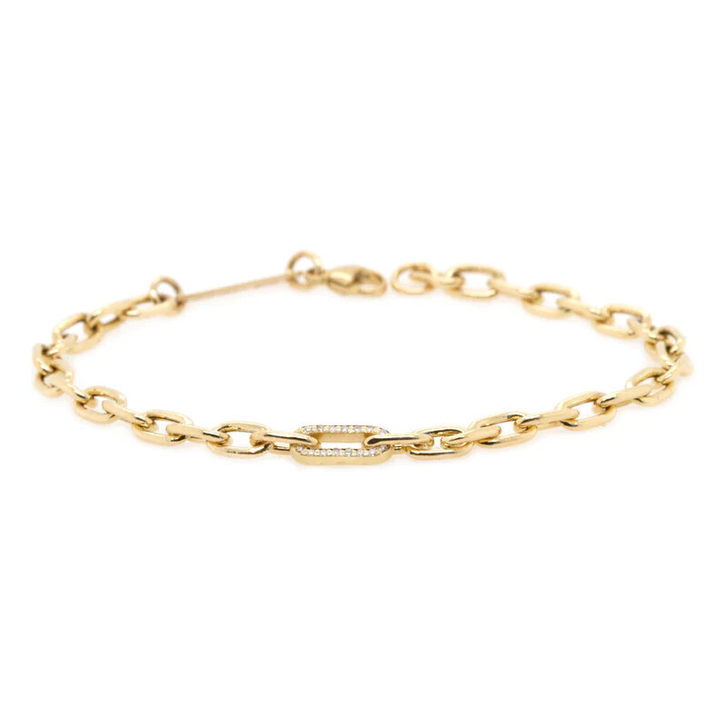 Bracelet- Heavy Metal link with pave link