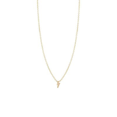 Necklace- 14k Itty Bitty Pave Diamond Lightning Bolt