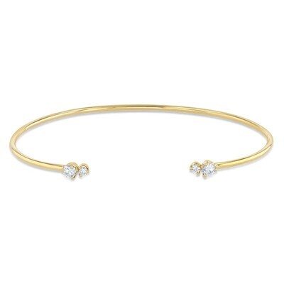 Bracelet- 14k cuff w 2 prong set diamonds