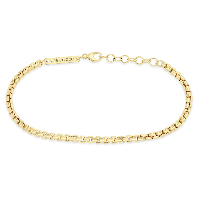 Bracelet- 14k med box chain bracelet 2.5mm