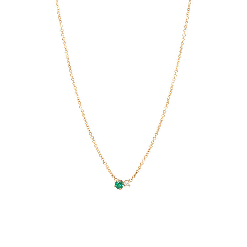 Necklace- 14k 2 mixed diamonds prong set