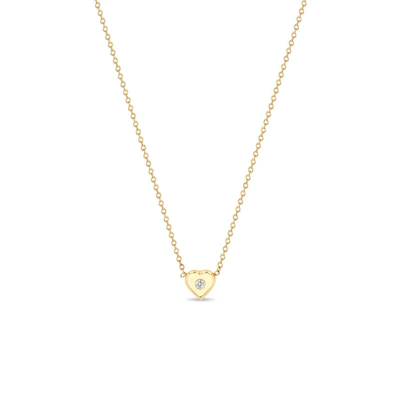 Necklace- 14k nugget heart w a flush diamond