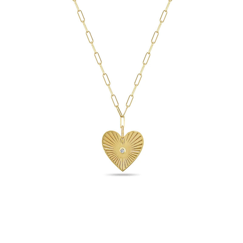 Necklace- 14k Med Radiant Heart Sm Paperclip chain