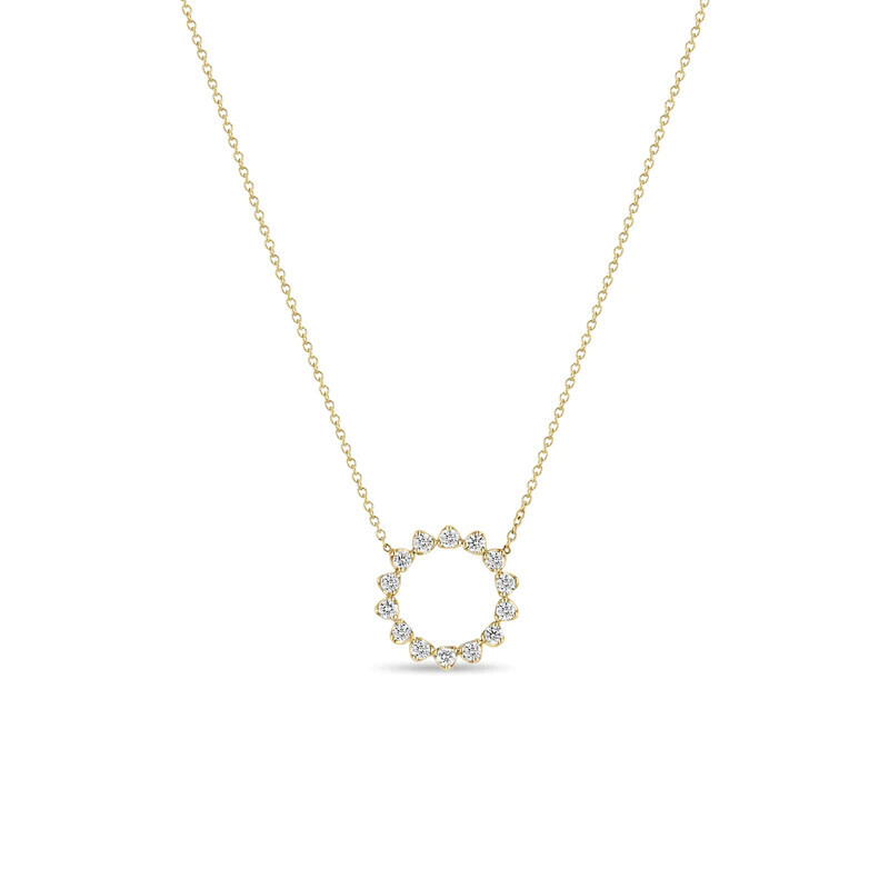 Necklace- 14k sun w. prong diamond